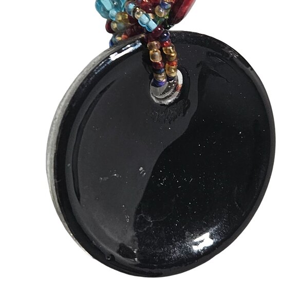 Handmade Abstract Glass Pendant Necklace Boho Colorful Seed Beaded Jewelry Women - Picture 8 of 11